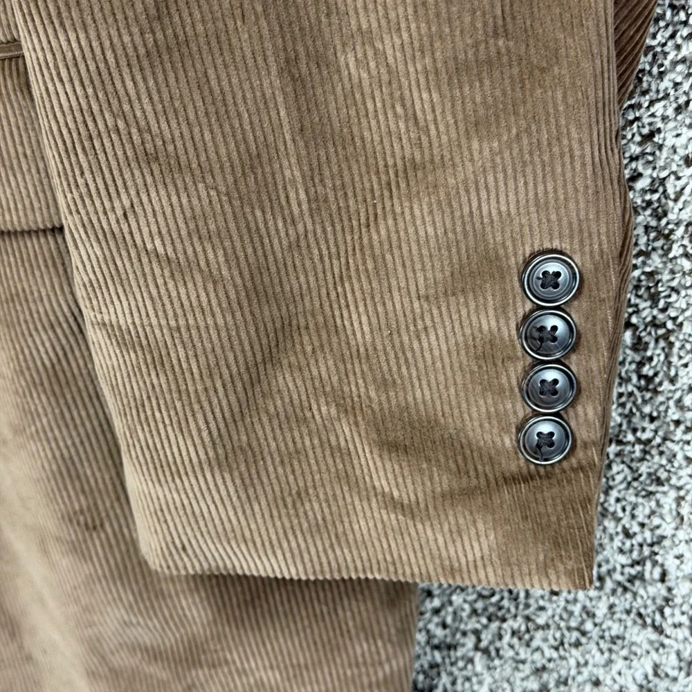 Saddlebred Blazer Mens 46R Brown‎ Corduroy Cotton Two-Button Sport Coat Jacket